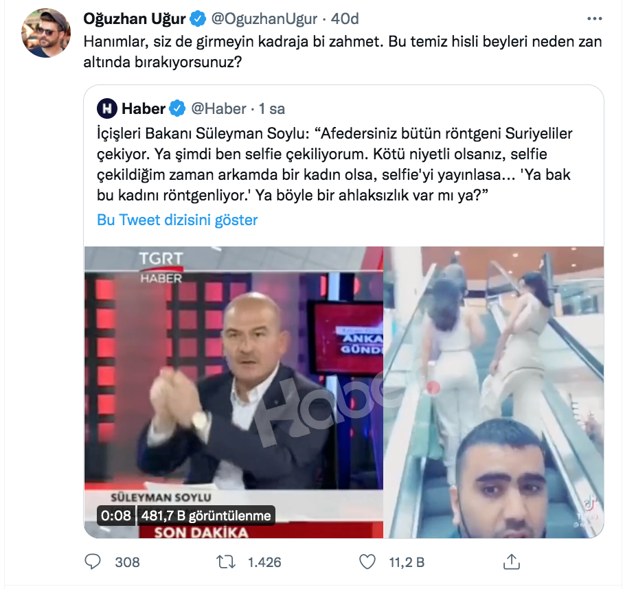 oguzhan ugur dan suriyeli multeci ile ilgili suleyman soylu nun sozlerine tepki